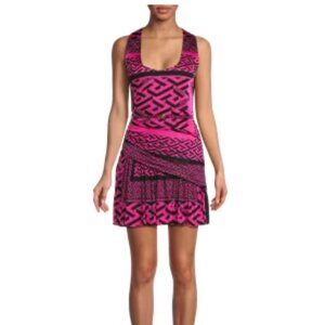 Versace Monogram Ruched Pink Mini Dress Size 42